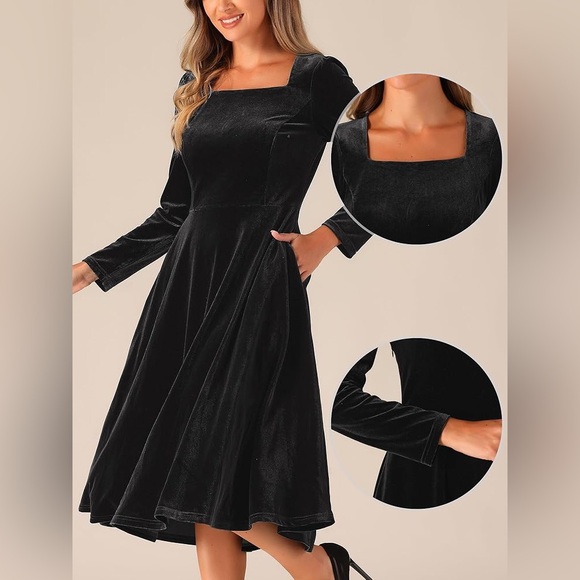 Black Velvet Dress size large - Picture 1 of 4